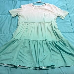 Women's Ombre Aqua Tiered Maxi Dress
